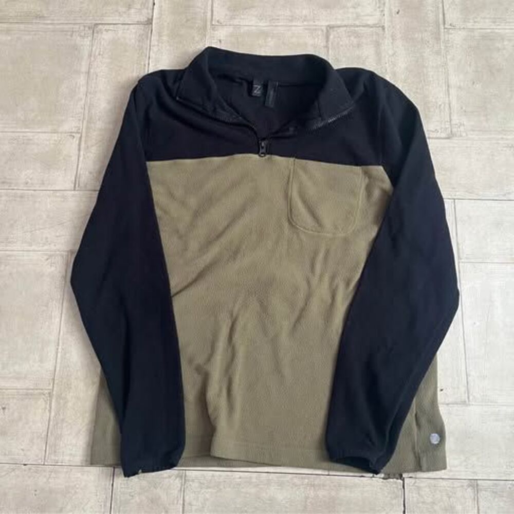 Quarter zip fleece jacket green and black size small